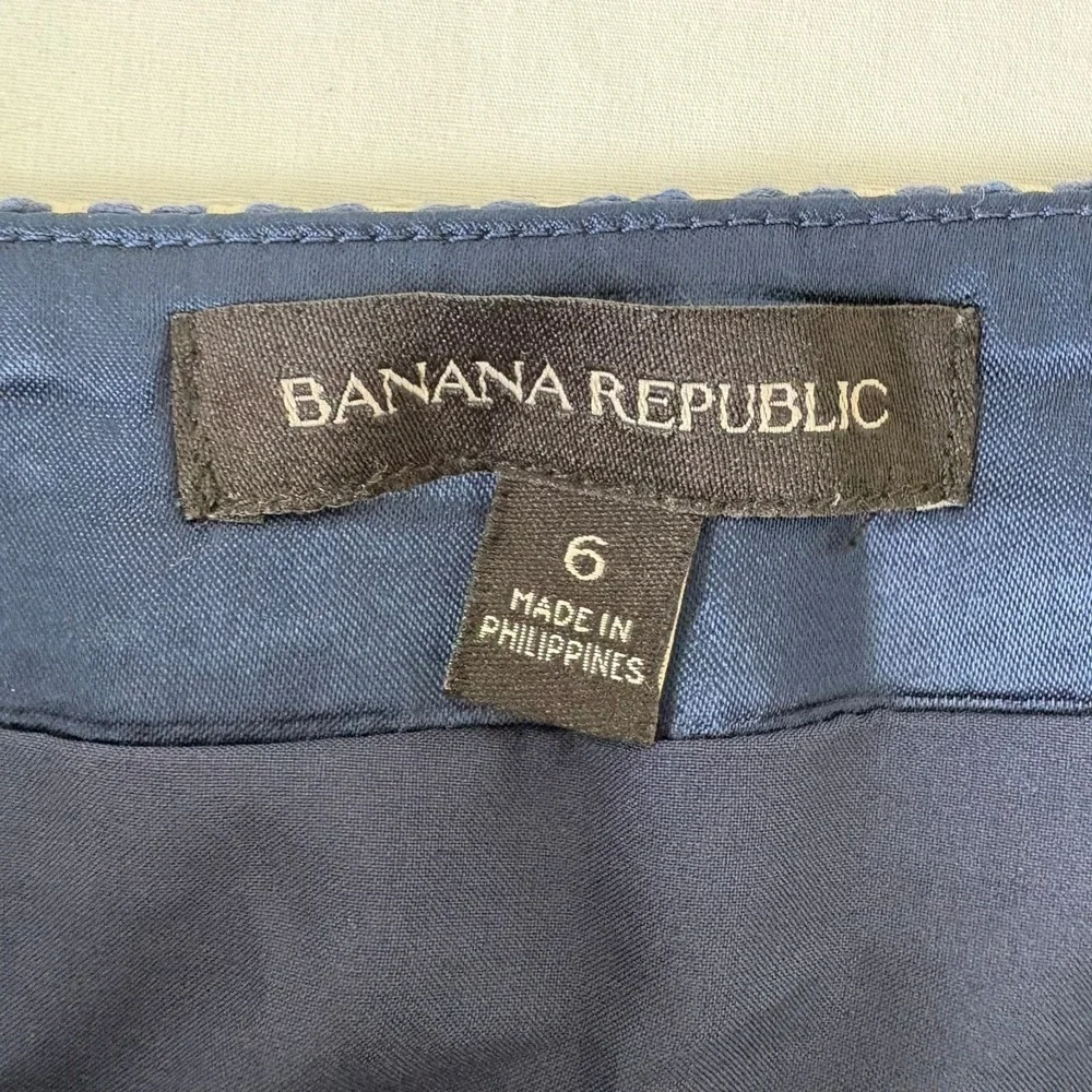 Banana Republic Womens Gray Blue Tweed Pencil Plaid Lined Side Zip Mini Skirt 6